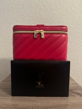 Yves Saint Laurent Red Cosmetic Case with Gold Hardware